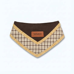 Camel Plaid Double-Layer British Style Pet Bandana