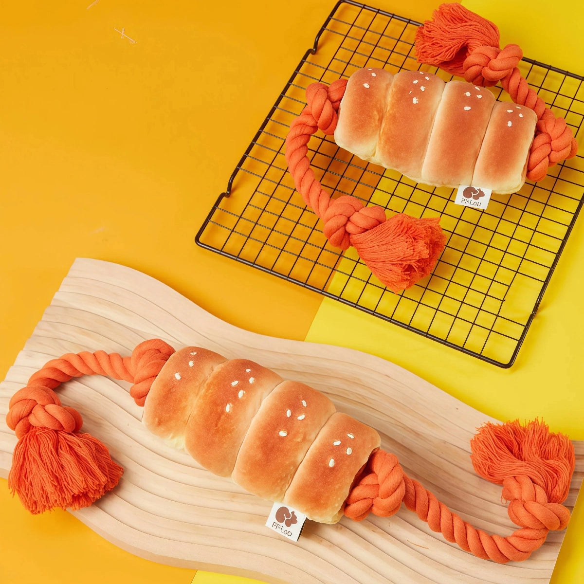 Burnt Orange Bread Rope Dog Toy – Tug & Chew Interactive