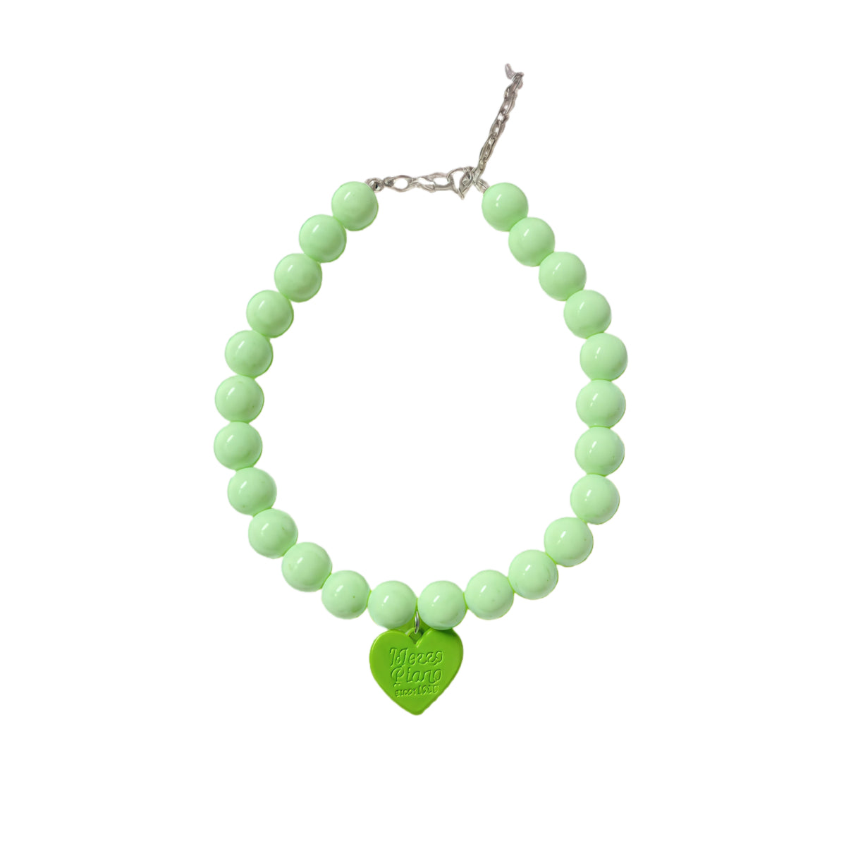 Dopamine Apple Green Pet Necklace with Heart Charm