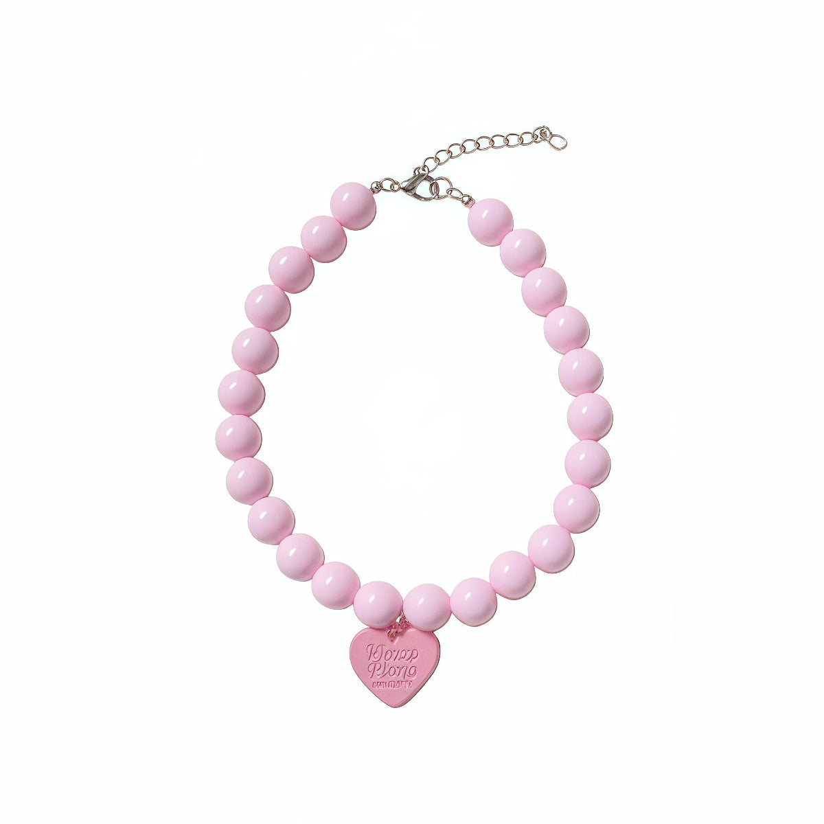 Dopamine Pink Pet Necklace with Heart Charm