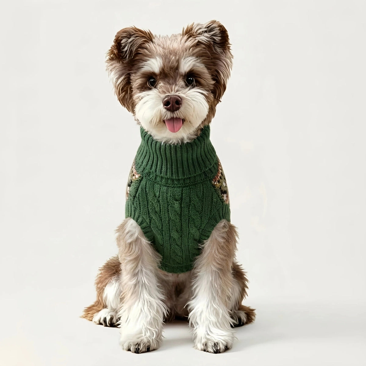 Green Cable Knit Dog Sweater