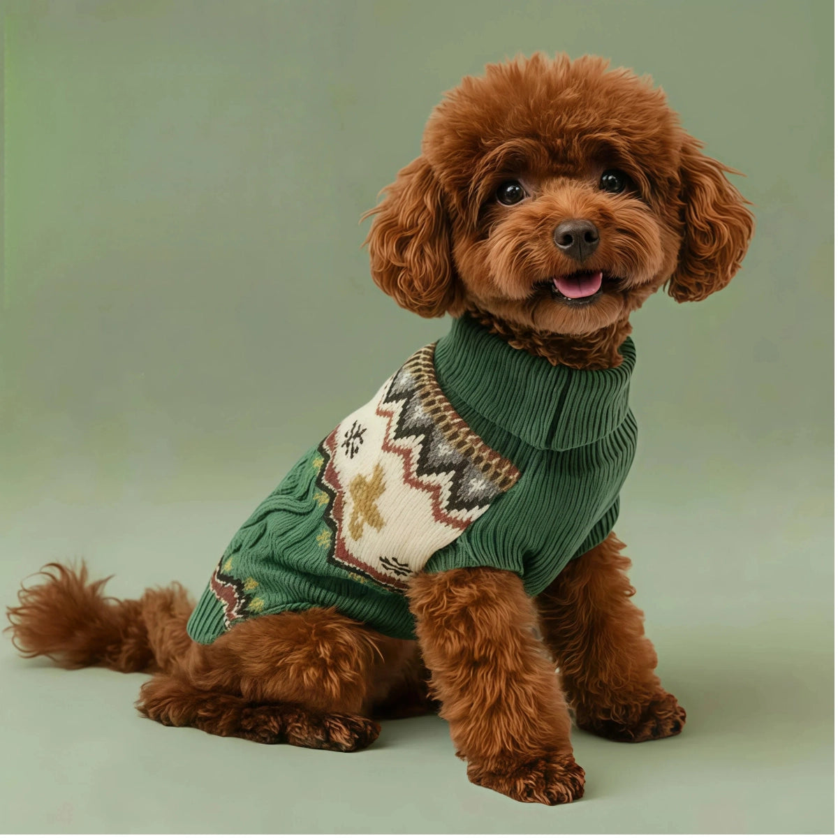 Green Cable Knit Dog Sweater